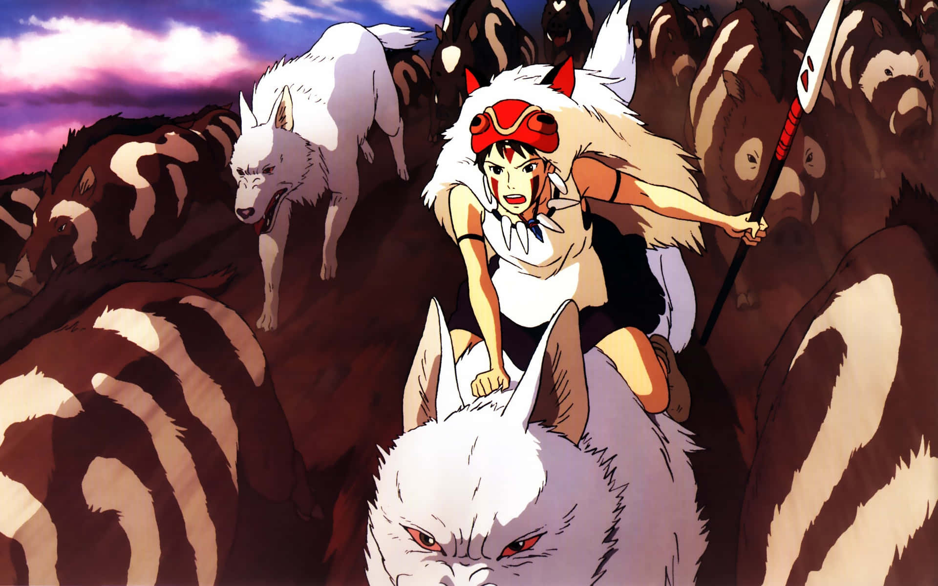 Utrolige karakterer og åndeløse landskaber er mærket af Studio Ghiblis Prinsesse Mononoke. Wallpaper