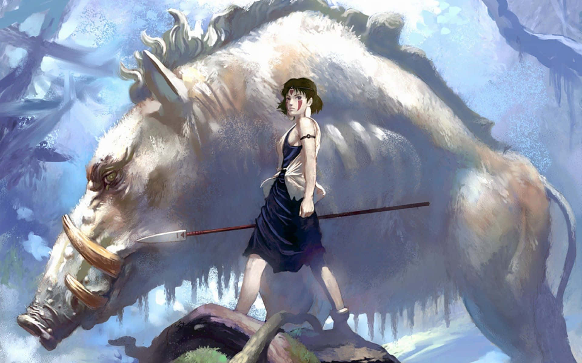 Denprestigefyllda Studio Ghibli-produktionen, Princess Mononoke, Som Bild Till Dator Eller Mobilskärm. Wallpaper
