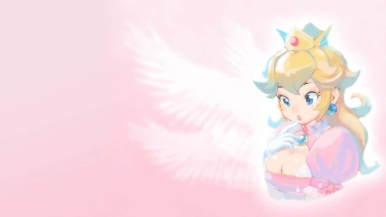 The beautiful Princess Peach, smiling in her royal attire Wallpaper