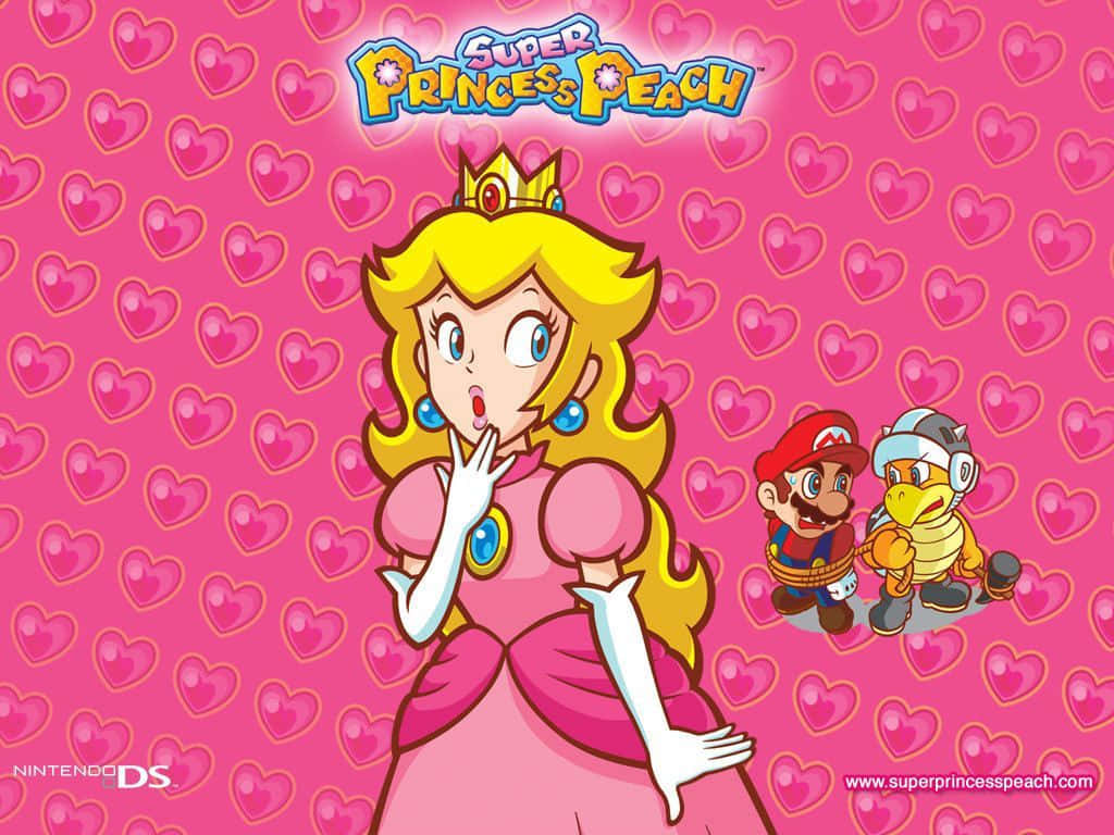 Princess Peach stands of guard wearing her crown and pink dress Wallpaper