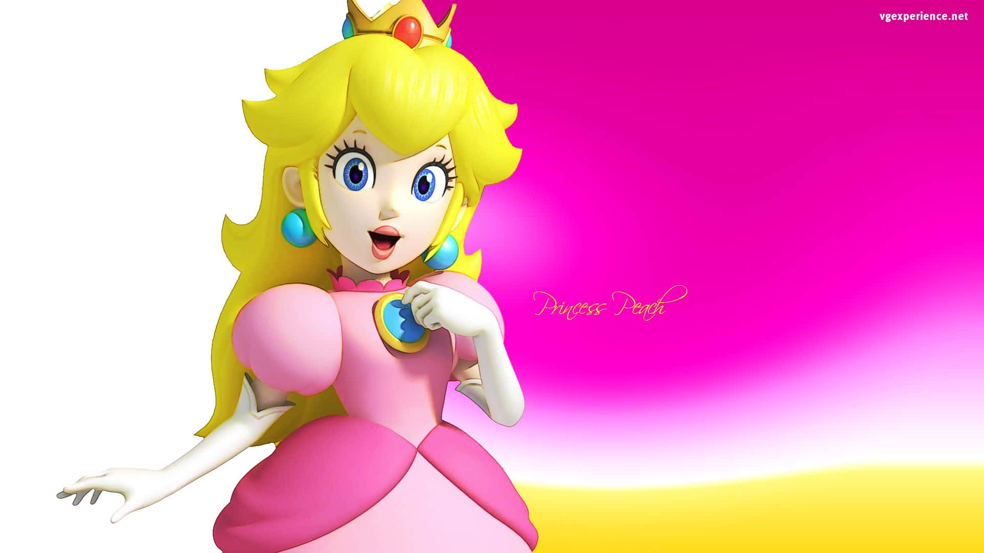 Princess Peach, the heroic ruler of the Mushroom Kingdom Wallpaper