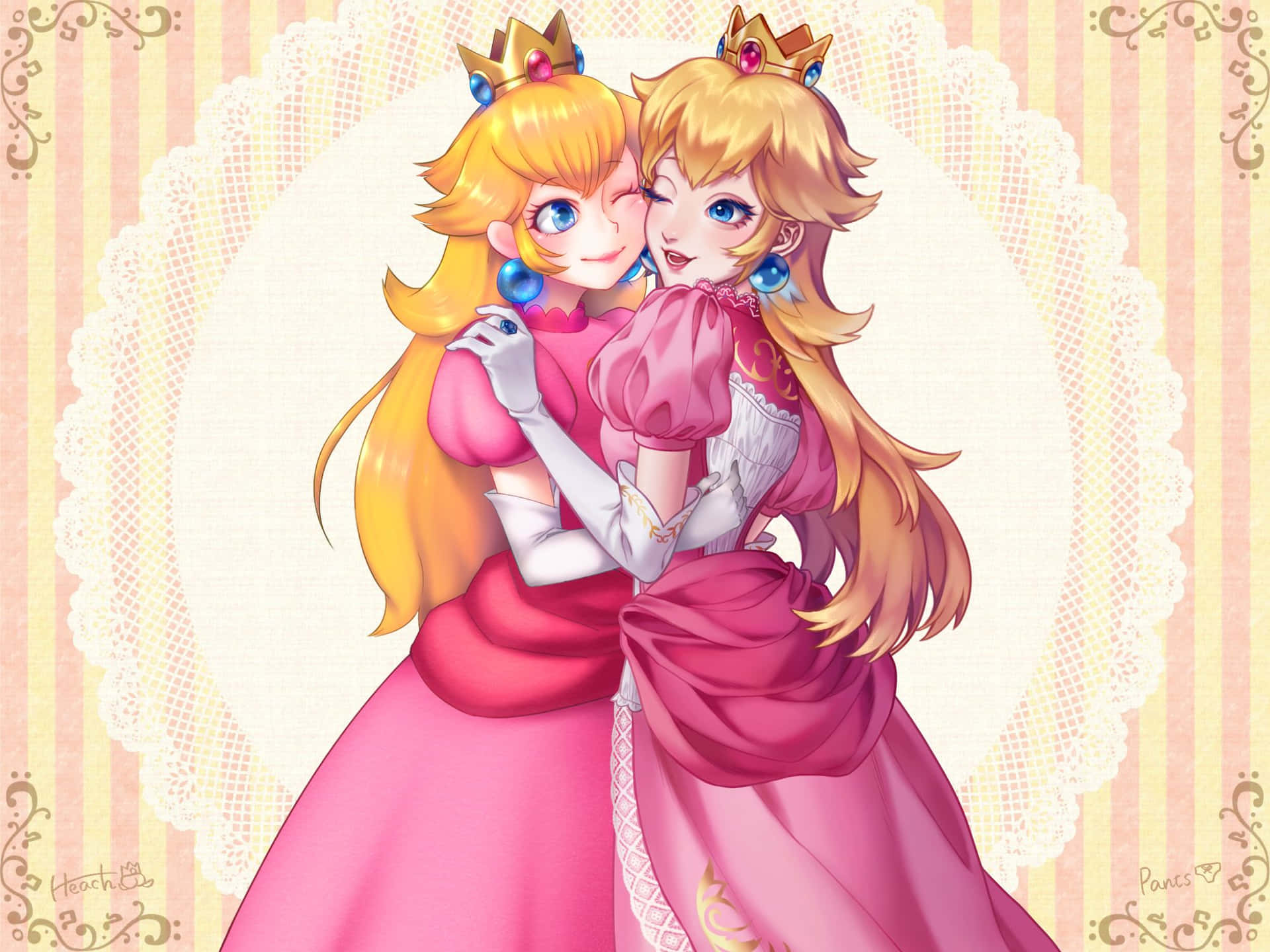 Princess Peach looks divine in her iconic gown. Wallpaper