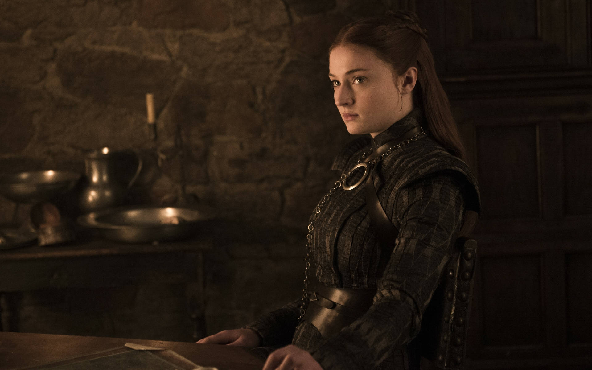 Prinsesse Sansa Stark vindruer som baggrund Wallpaper