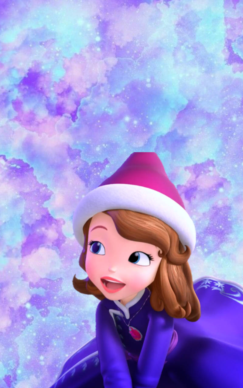 Princess Sofia With Purple Christmas Hat Wallpaper