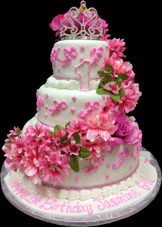 Princess Theme First Birthday Cake PNG