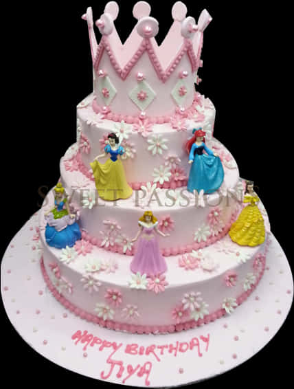 Princess Themed Birthday Cake PNG