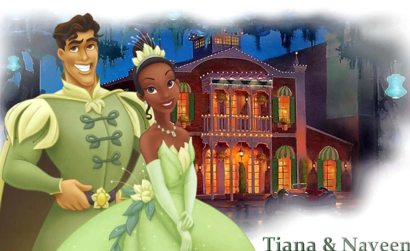 Pósterde La Princesa Tiana Y El Príncipe Naveen Fondo de pantalla
