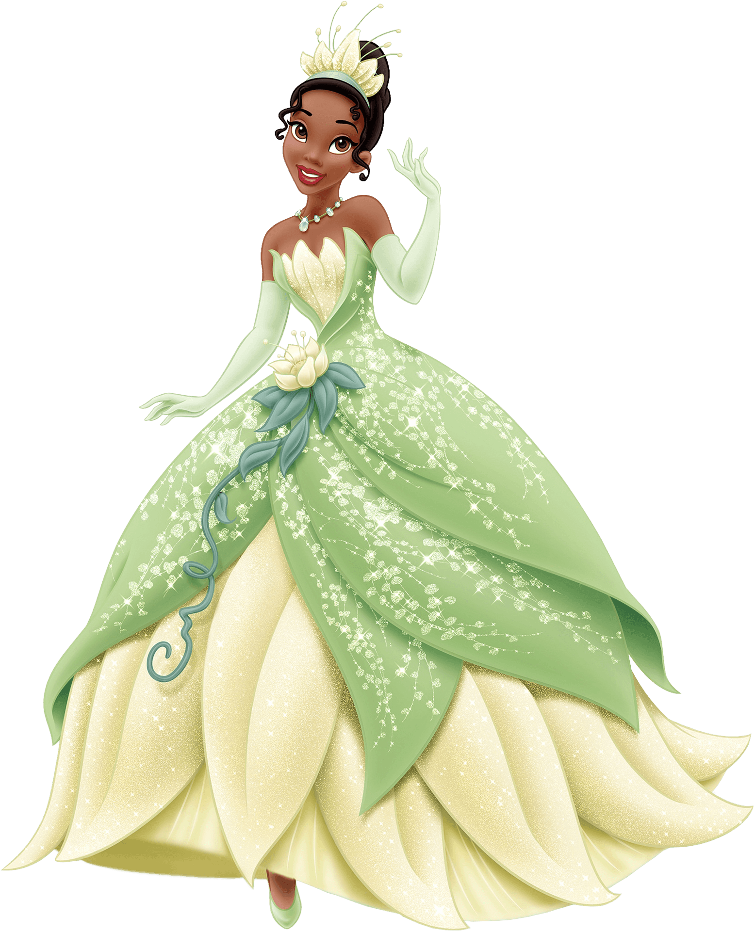 Princess Tiana Elegant Gown PNG