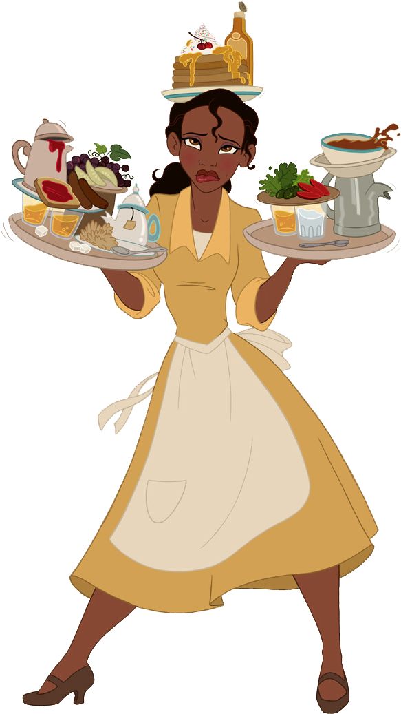 Princess Tiana Serving Food Illustration PNG