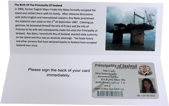 Principalityof Sealand Identity Cardand History PNG