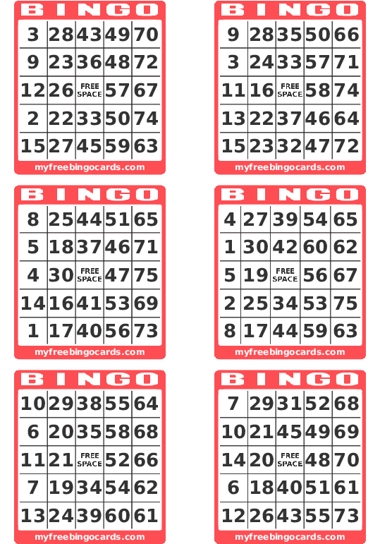 Printable Bingo Cards Set PNG