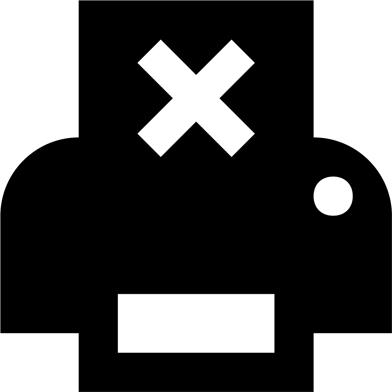 Printer Error Icon X Mark PNG — Solid black background with no visible elements or details.