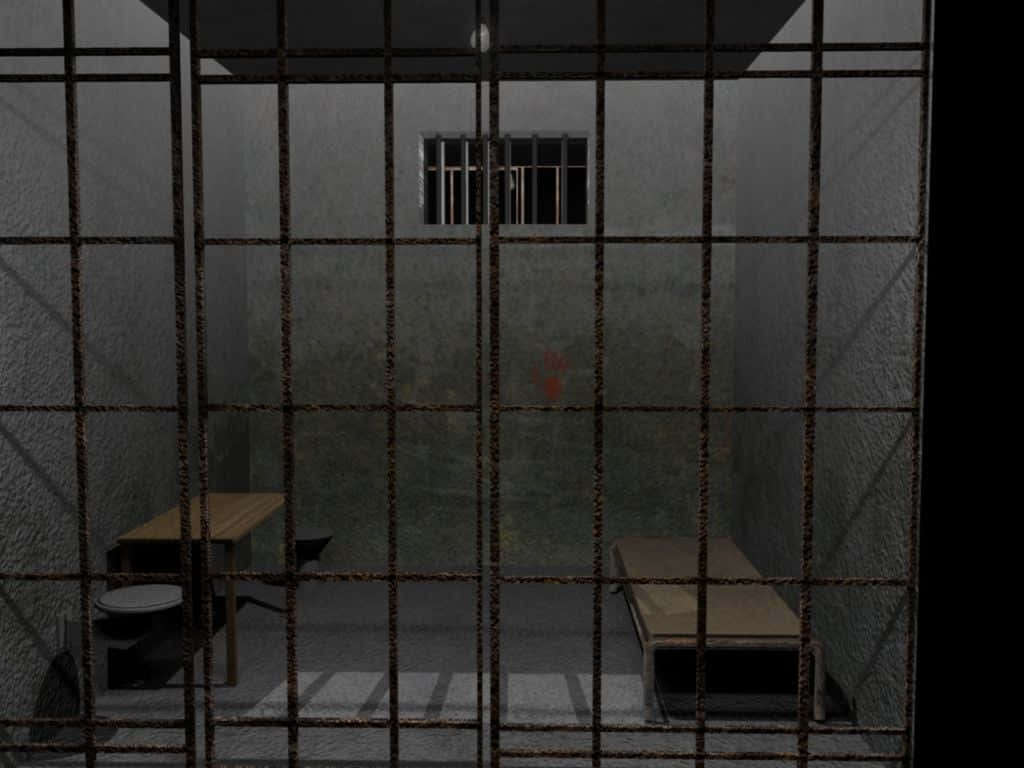 Enfängelsecell Med Ett Bord Och Stolar