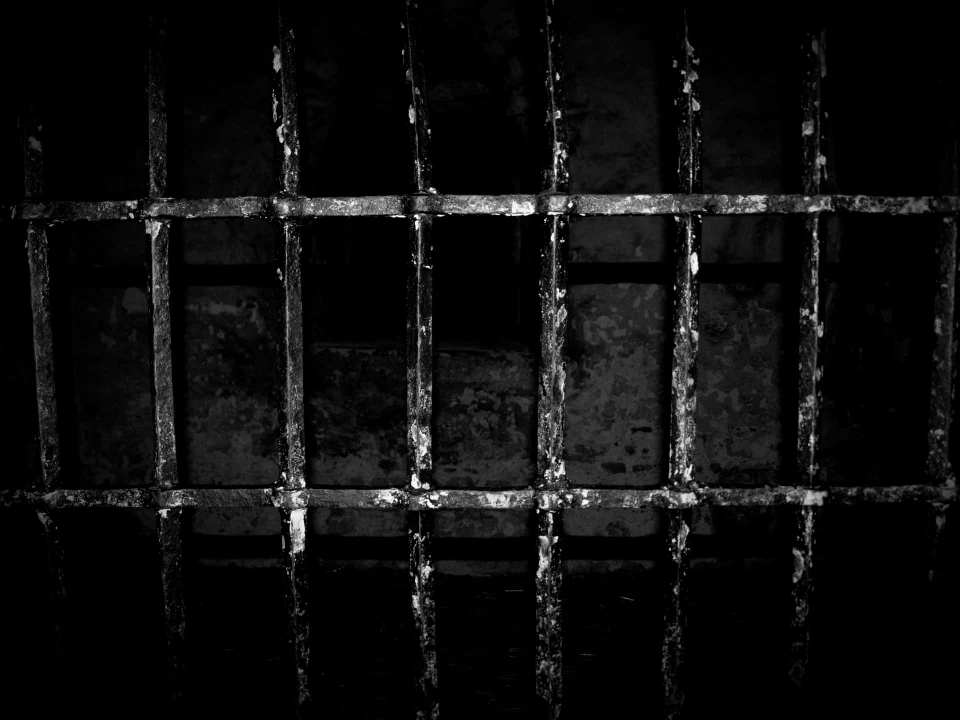 Etsort-hvidt Billede Af En Fængselscelle.