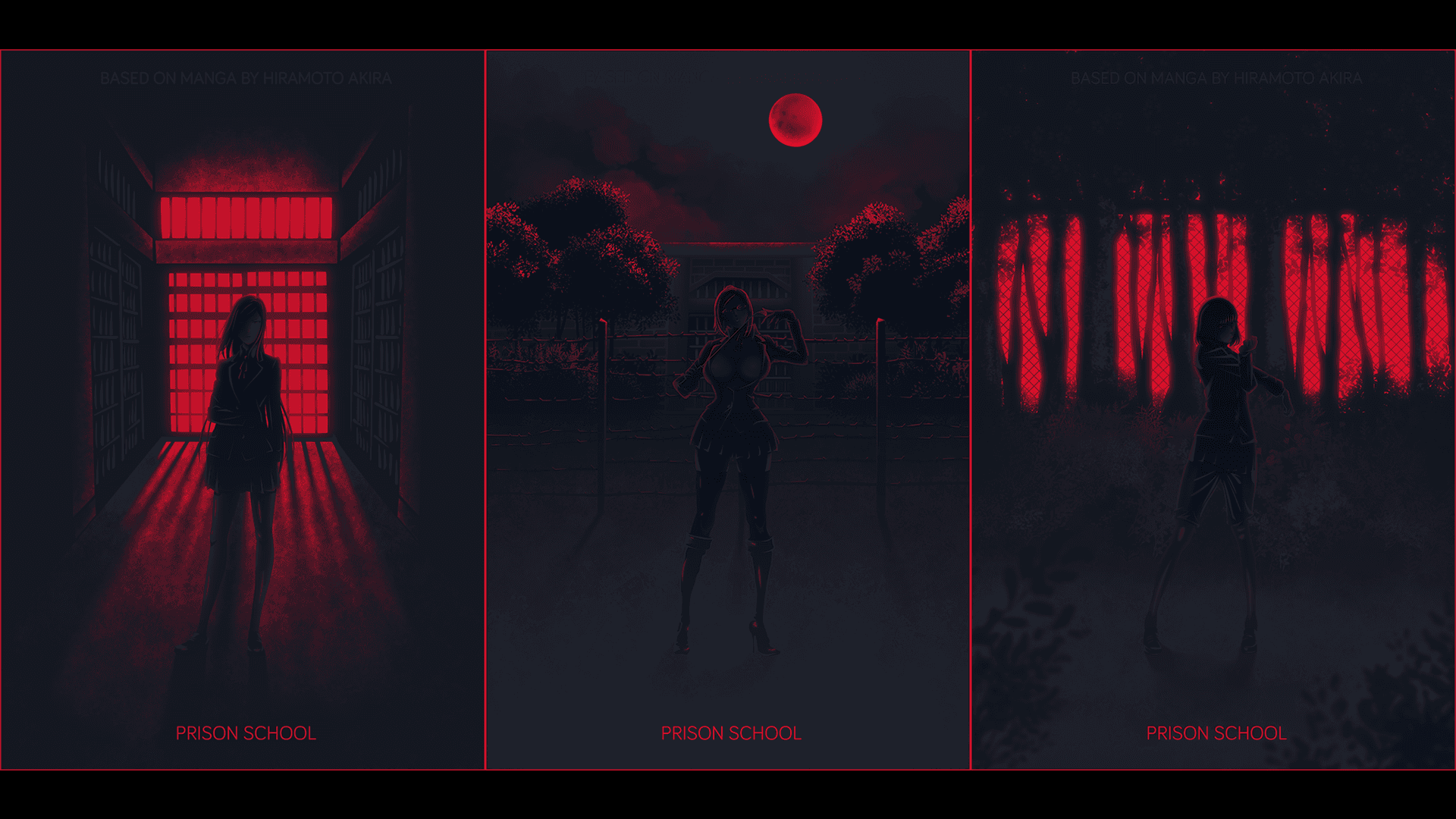 A Series Of Posters With A Woman Standing In The Dark