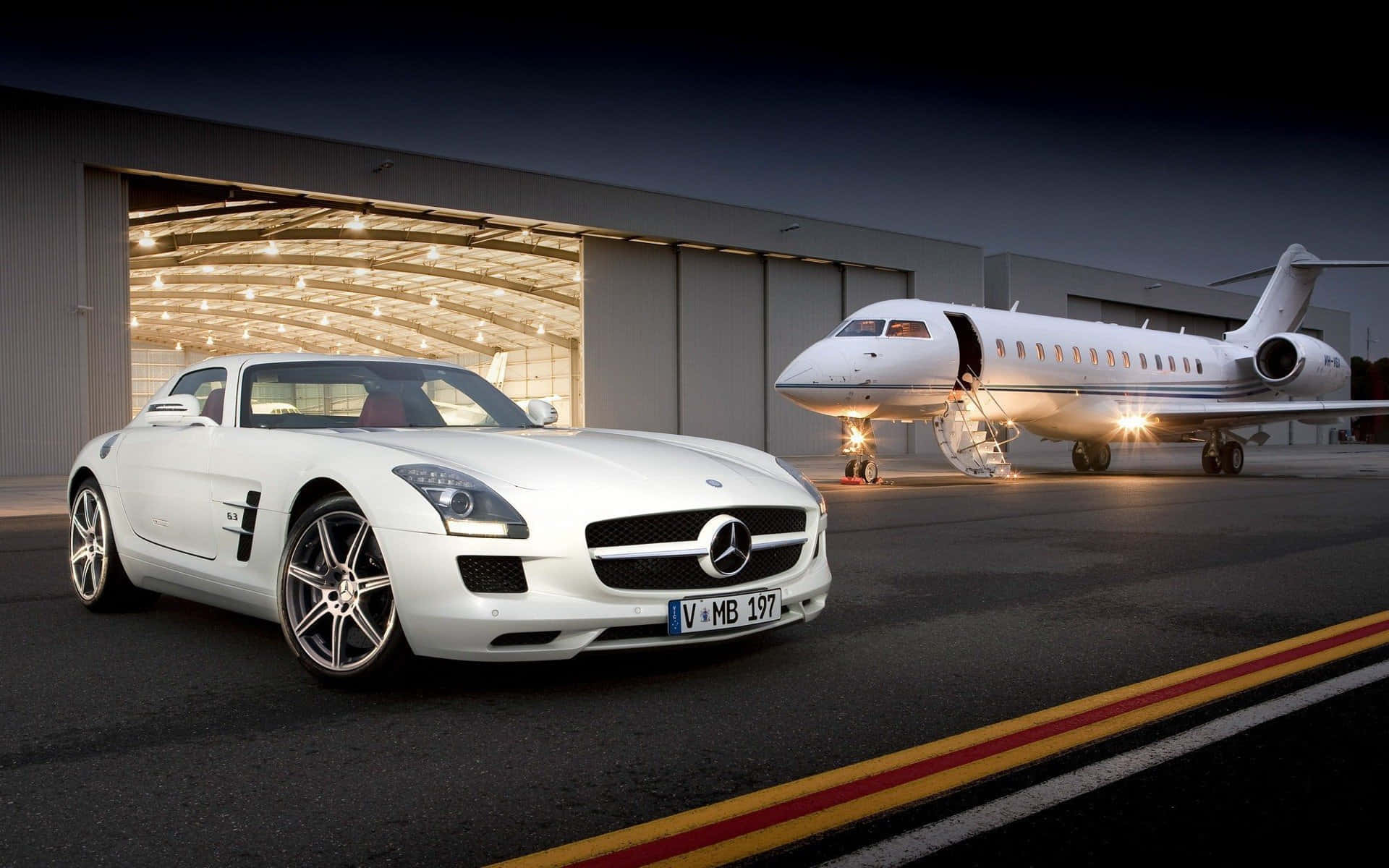 Private Jet With Mercedes Wallpaper