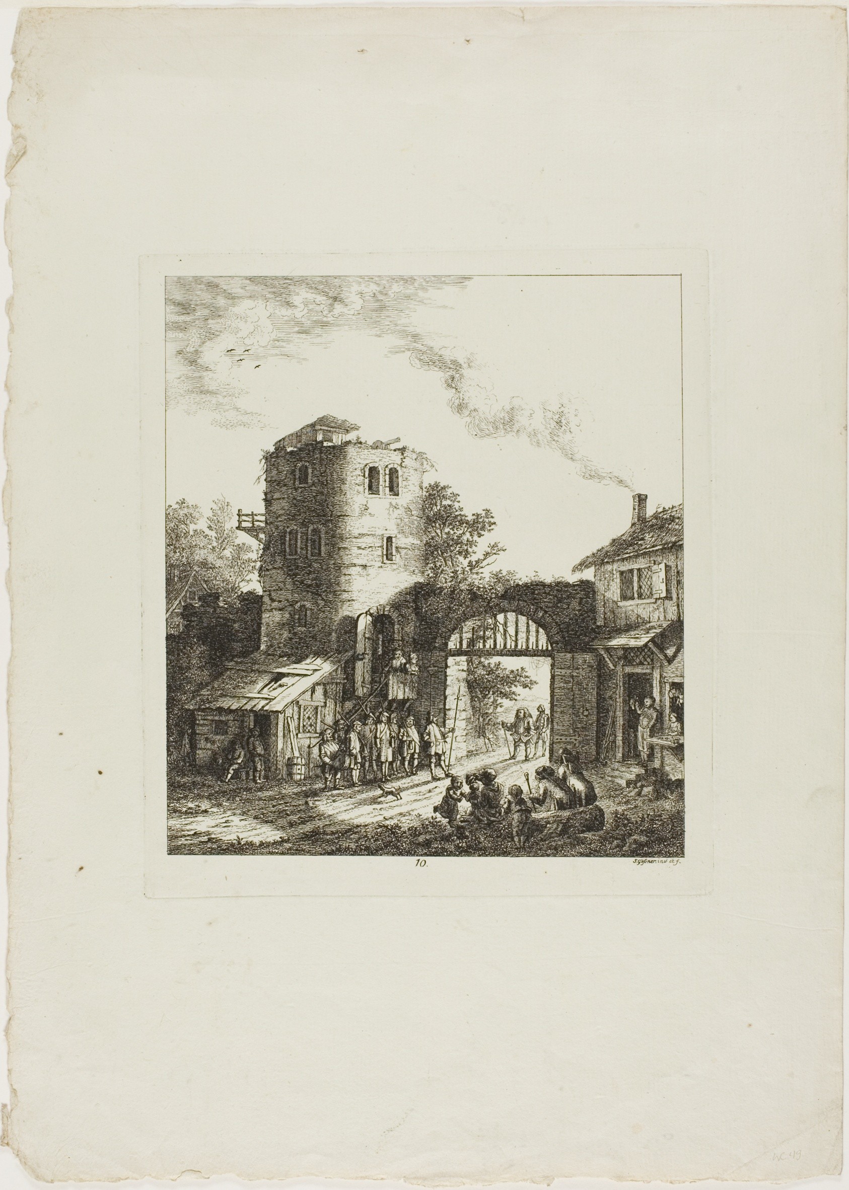 Procession through a Rustic Gate Wallpaper