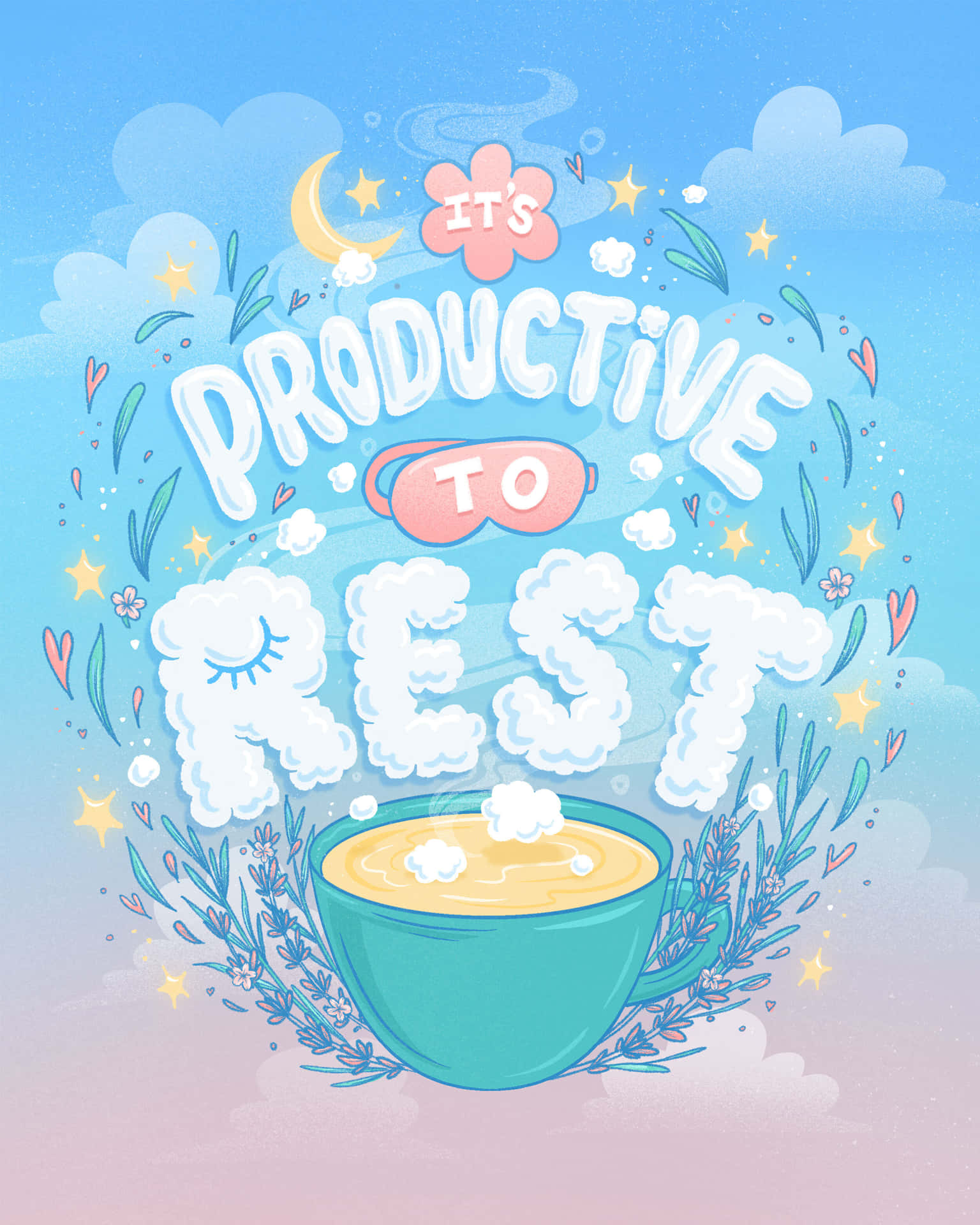 Productive Rest Self Care Aesthetic Wallpaper