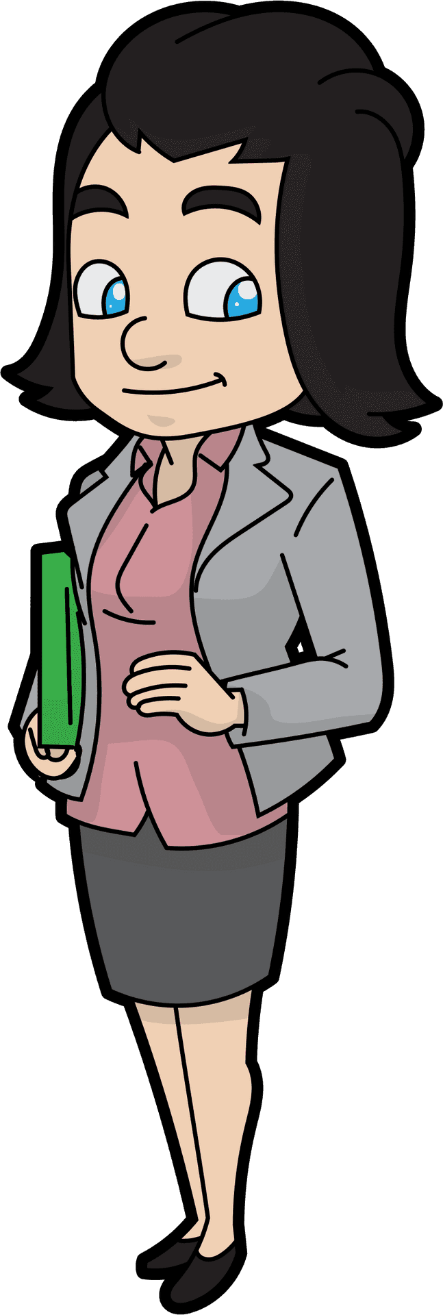 Professional Animated Businesswomanwith File PNG