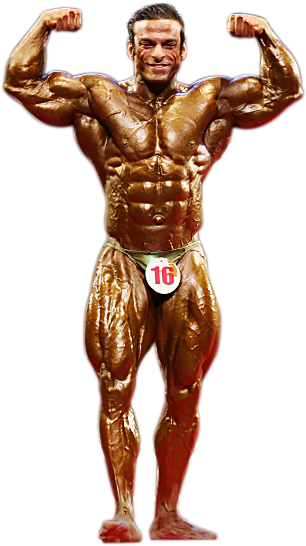 Professional Bodybuilder Front Double Biceps Pose PNG