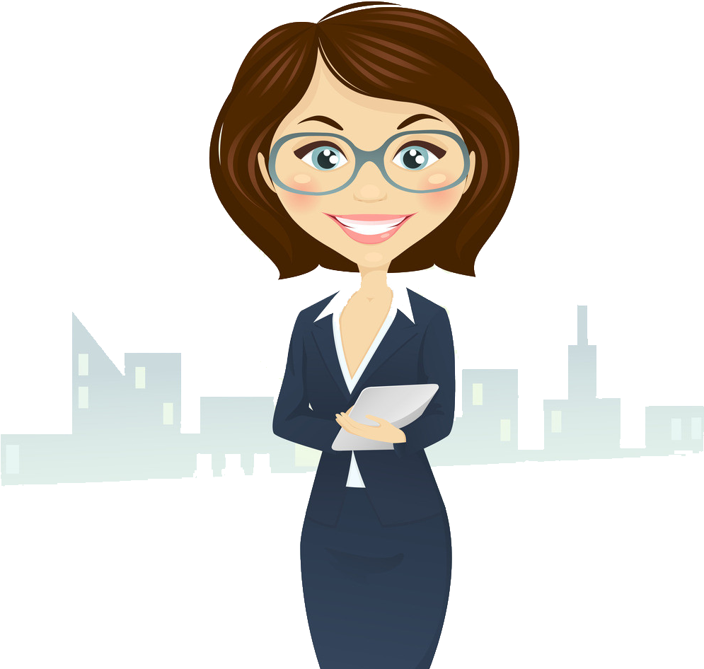 Professional Businesswoman Cartoon Character City Background.png PNG