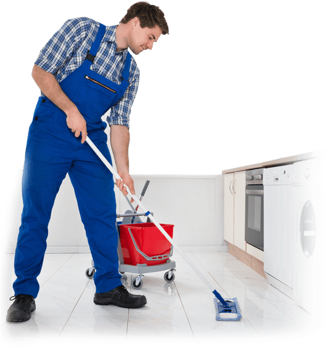 Professional Cleaner Mopping Floor PNG
