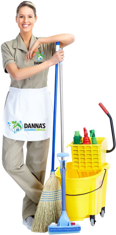 Professional Cleaning Service Employee With Equipment PNG