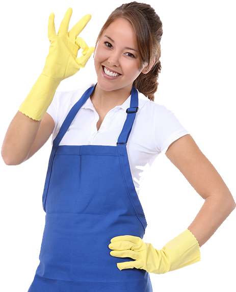 Professional Cleaning Service Worker Giving Okay Sign PNG