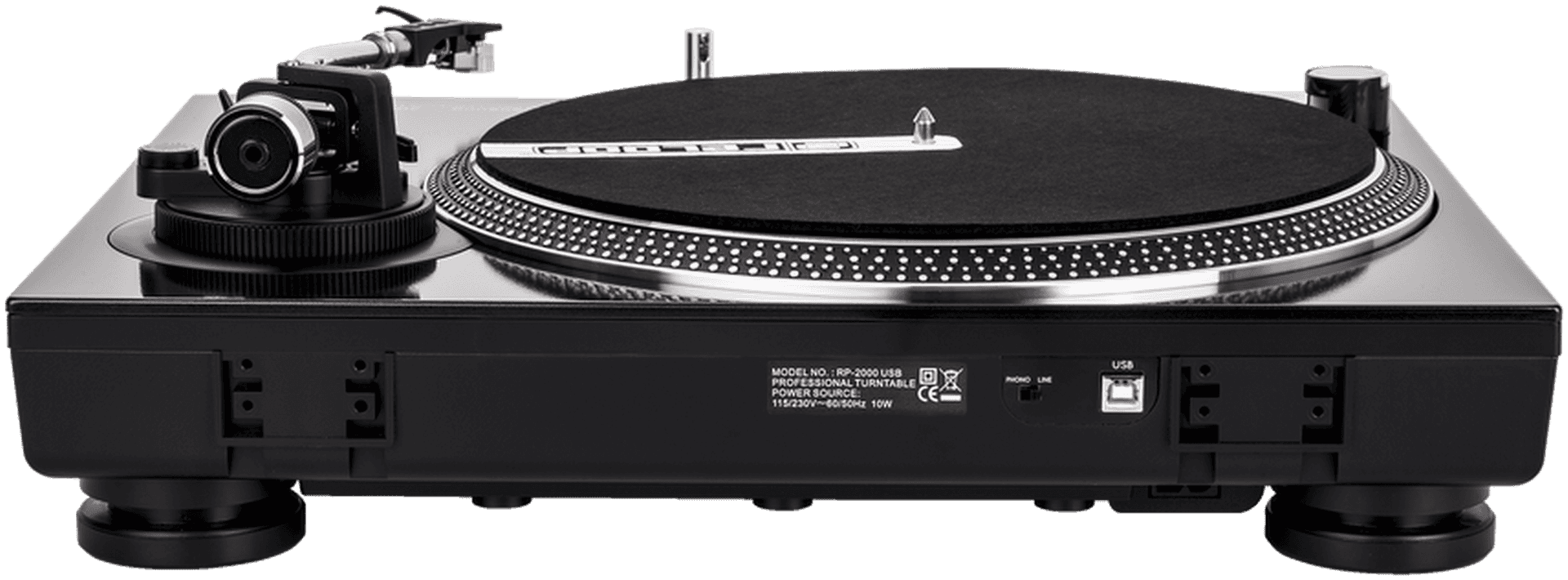 Professional D J Turntable Profile View PNG