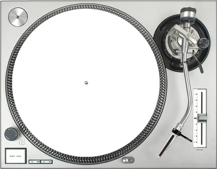 Professional D J Turntable Top View PNG