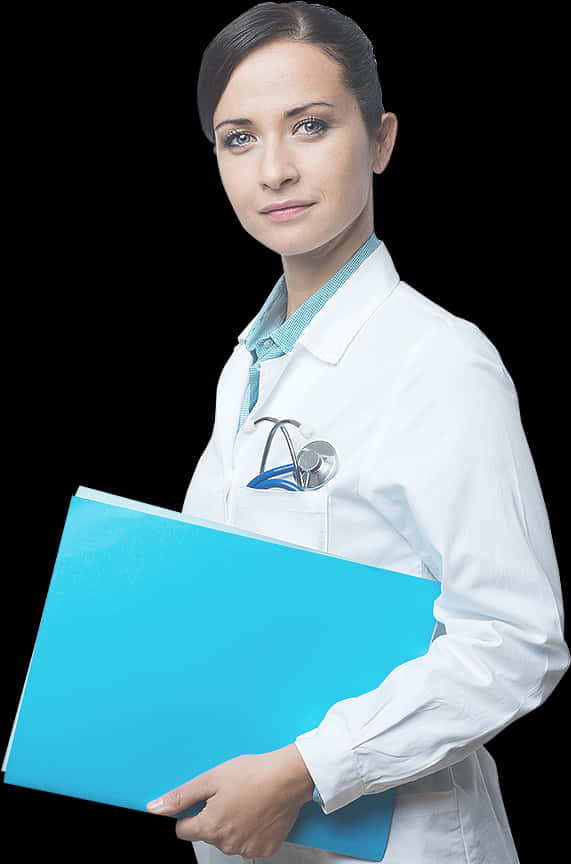Professional Female Doctorwith Chart PNG