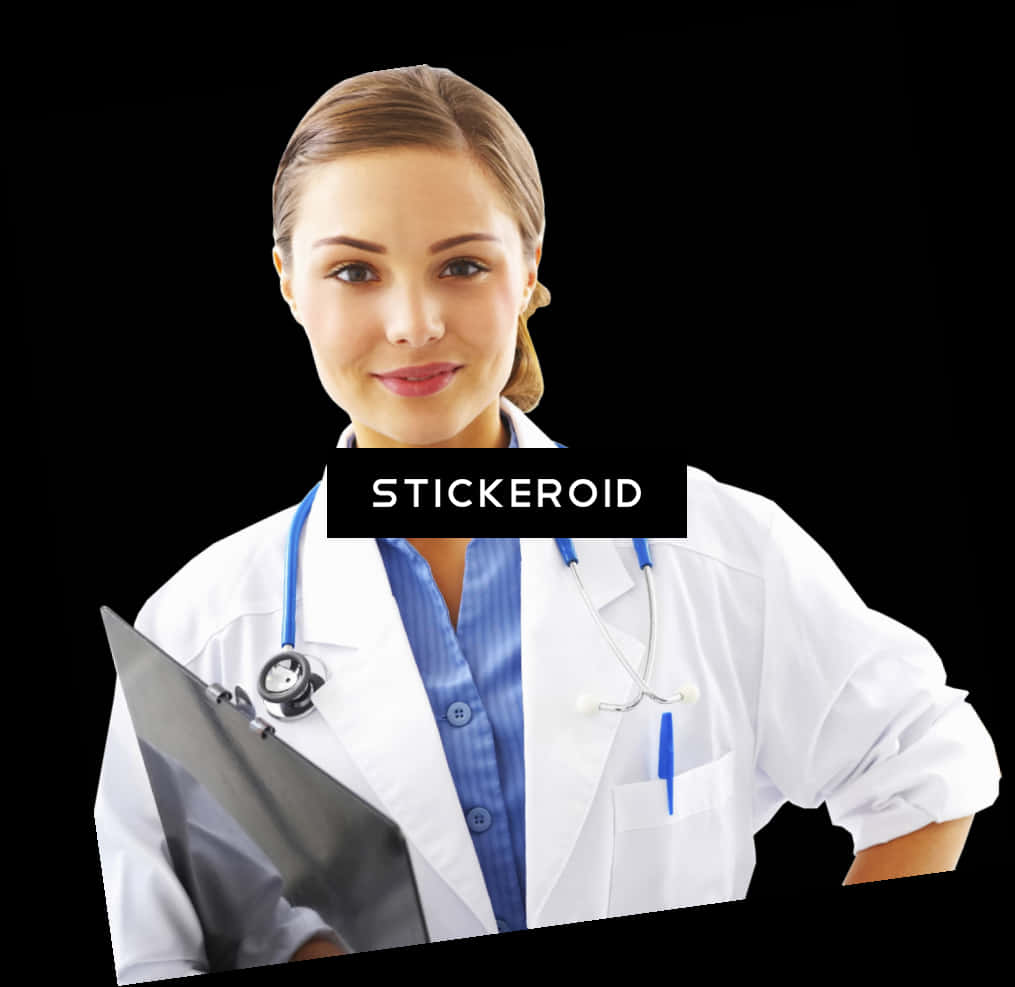 Professional Female Doctorwith Clipboard PNG