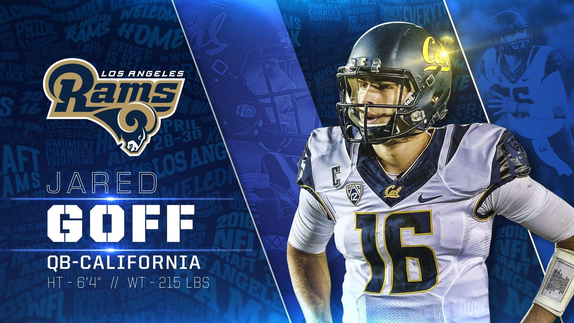 Professional Football Player Jared Goff Photo Card Wallpaper