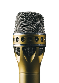 Professional Golden Microphone PNG