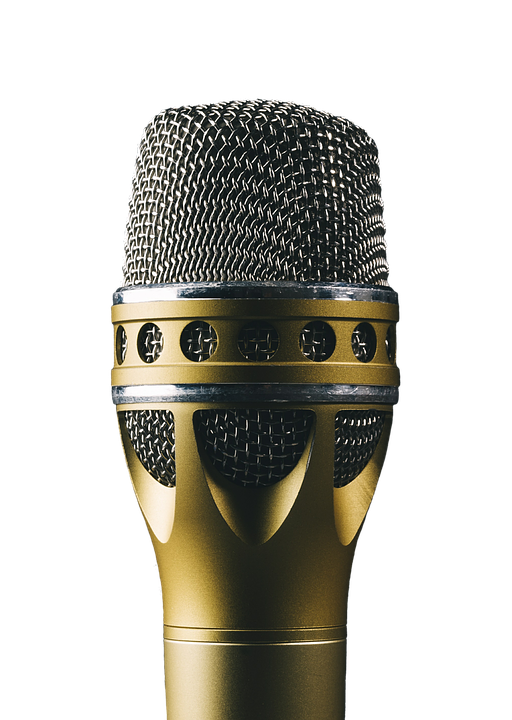 Professional Golden Microphone PNG