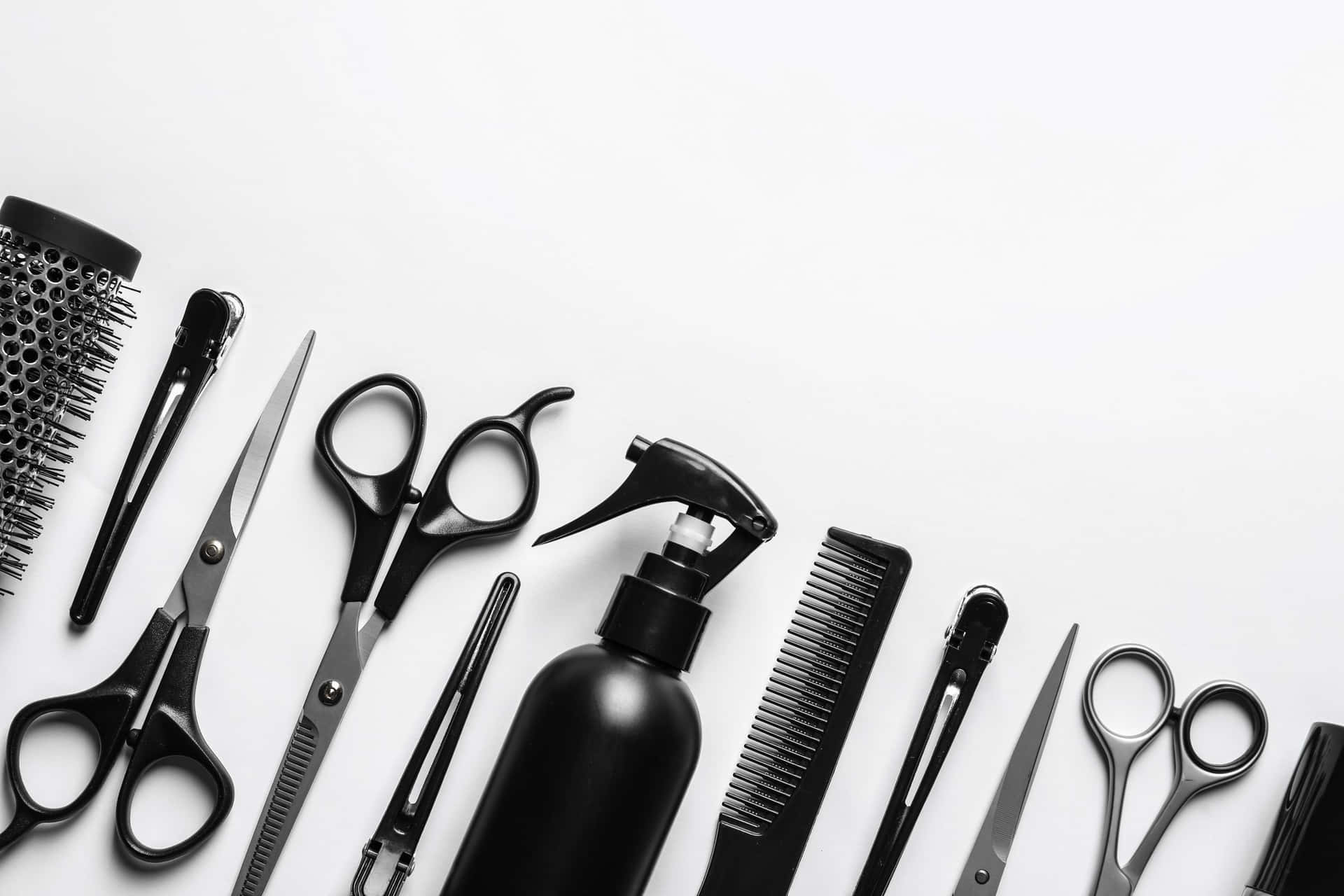 Professional Hair Styling Tools Top View Wallpaper