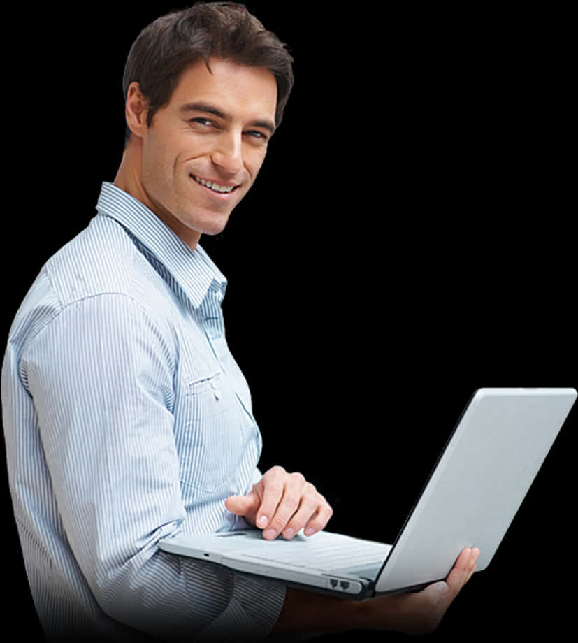 Professional Man Using Laptop PNG