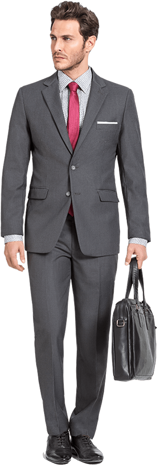 Professional Manin Gray Suitwith Briefcase PNG