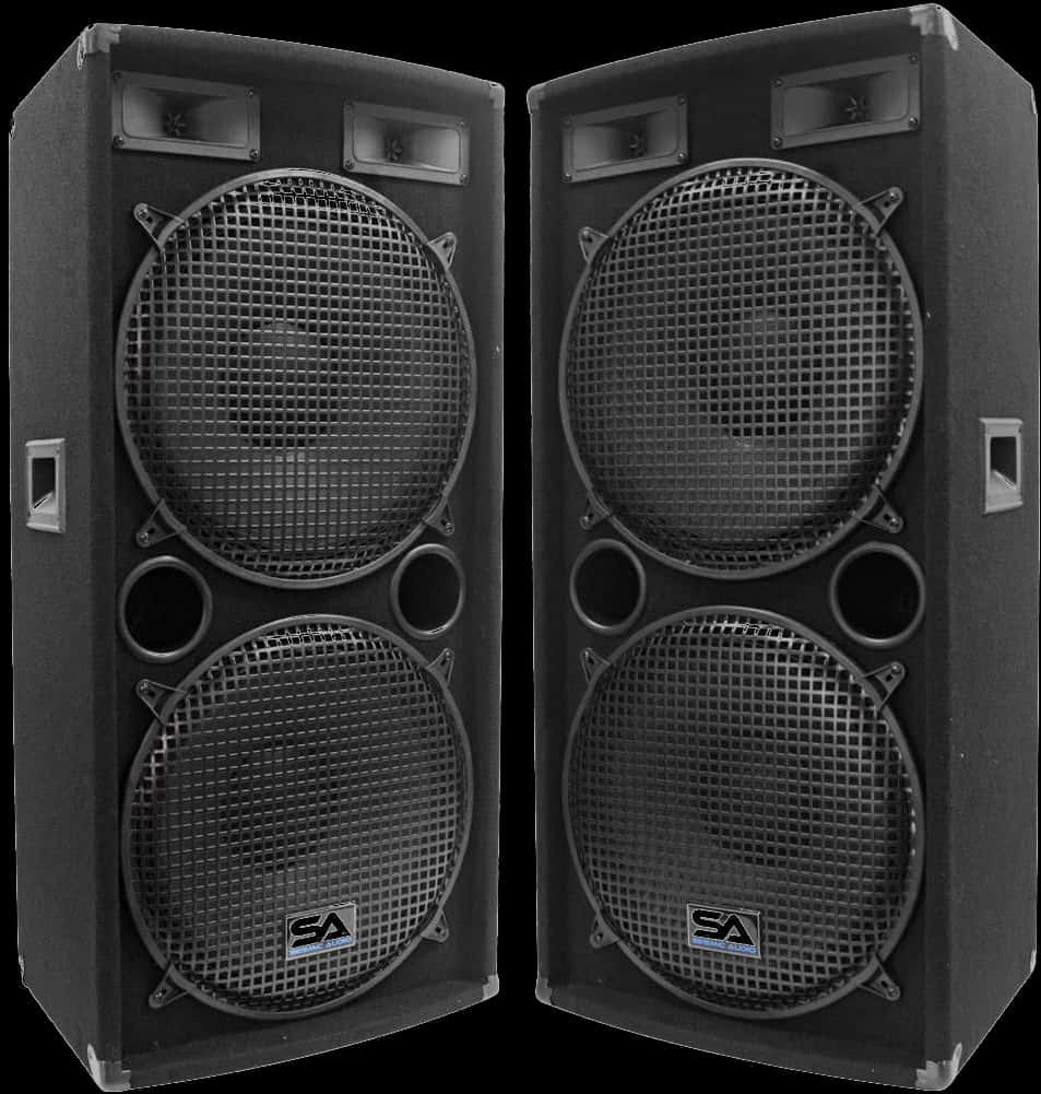Professional P A Speakers Black PNG