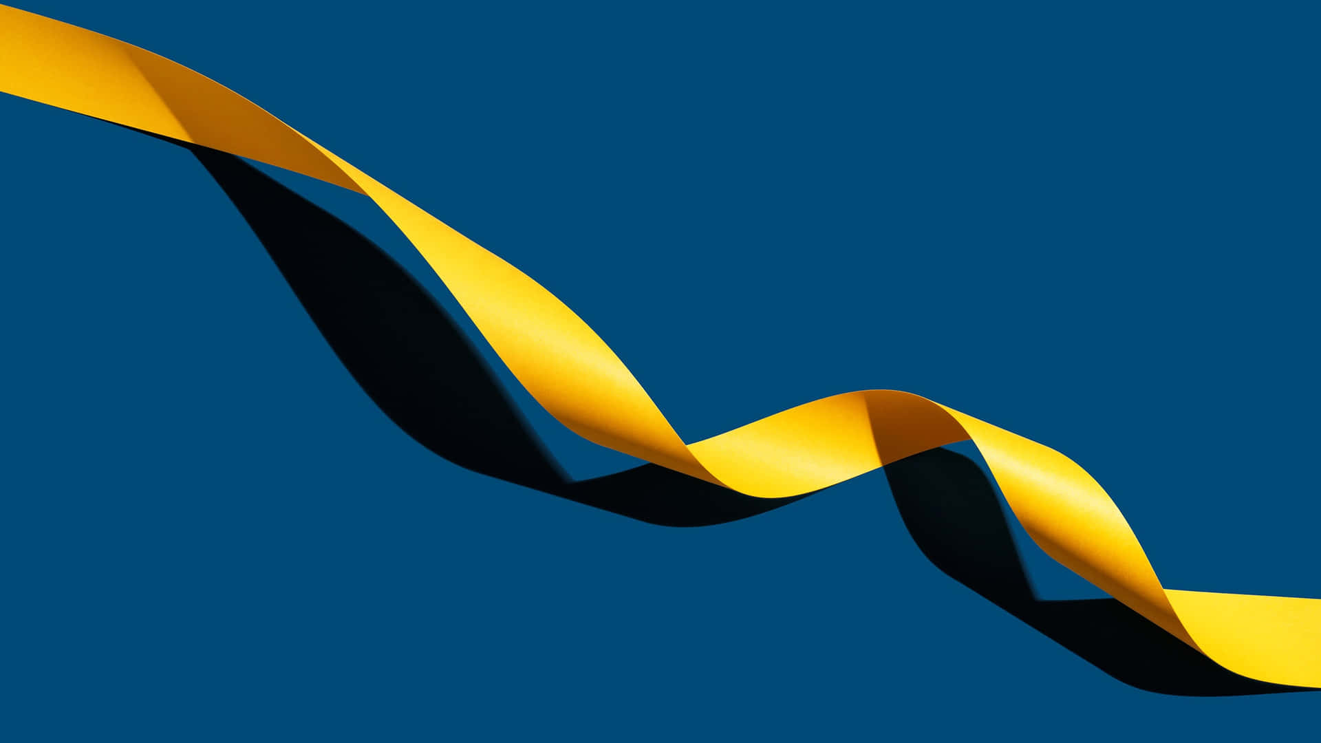 A Yellow And Black Ribbon On A Blue Background