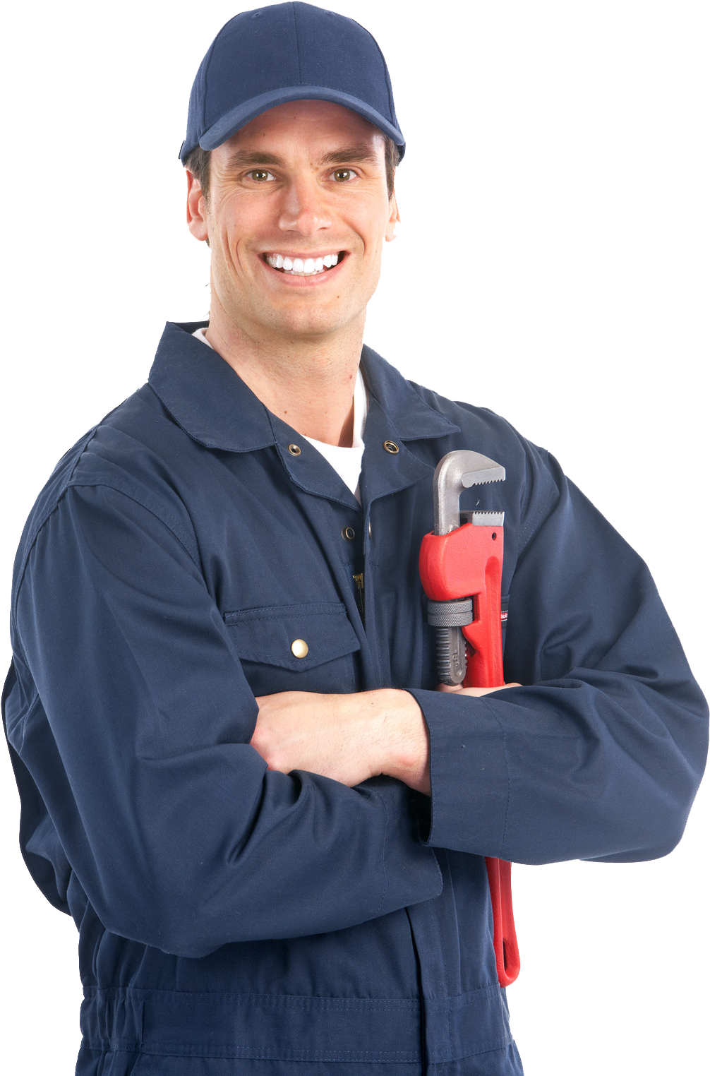 Professional Plumber Portrait With Wrench PNG