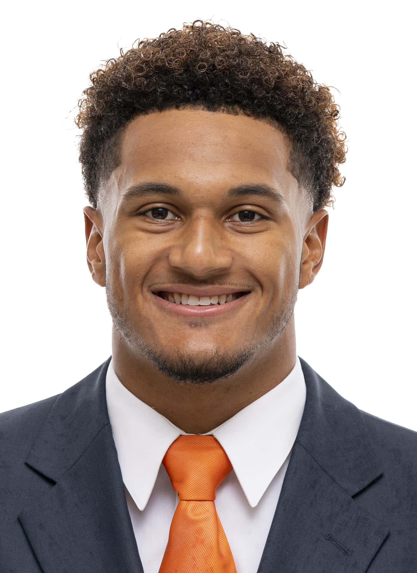 Professional Portrait Smiling Man Orange Tie Wallpaper