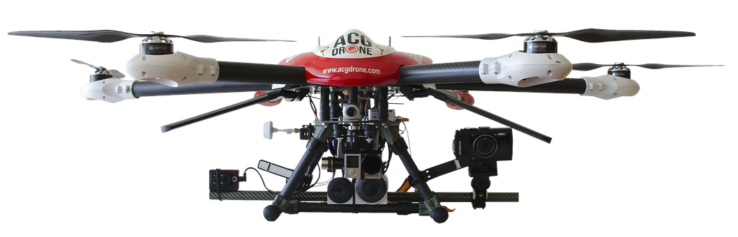 Professional Quadcopter Drone Black Background PNG