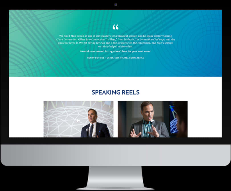 Professional Speaker Testimonial Webpage PNG