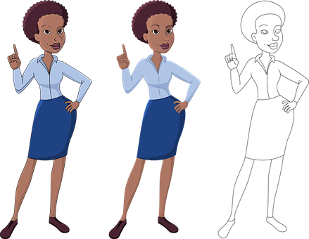 Professional Woman Animated Pose PNG