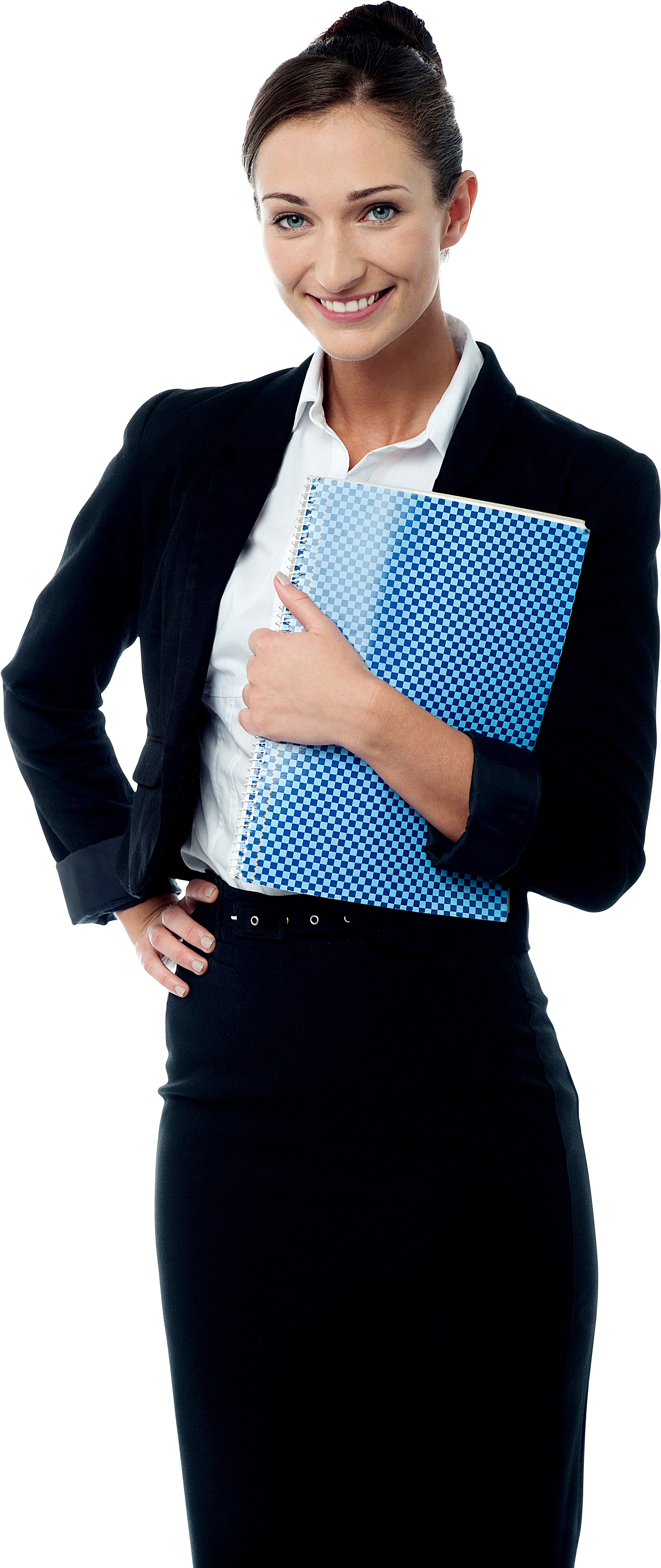 Professional Woman Holding Notebook PNG