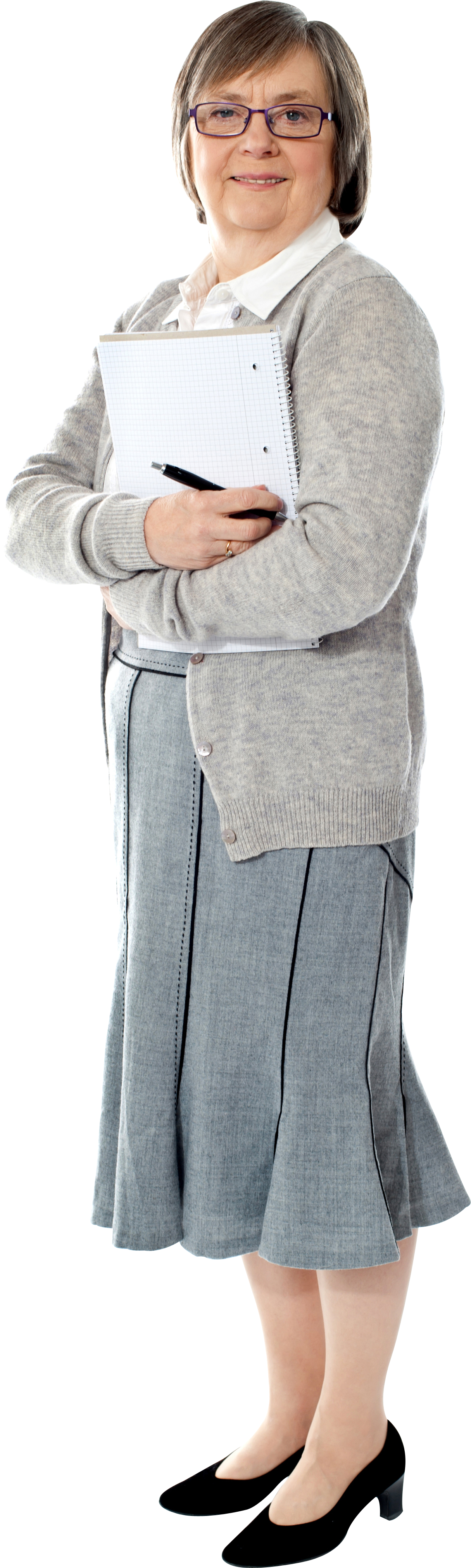 Professional Woman Holding Notepad PNG