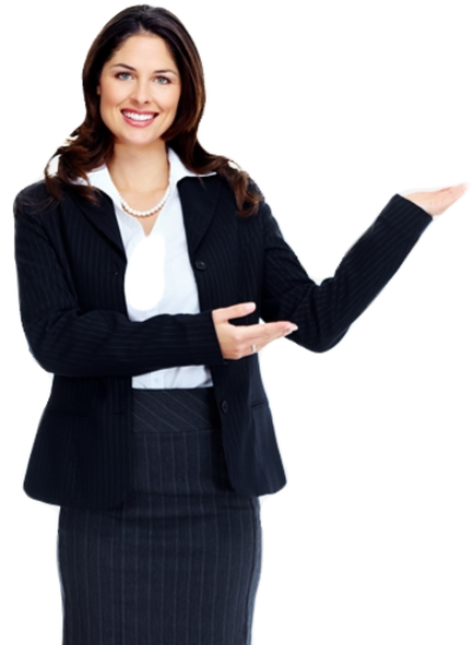 Professional Woman Presenting Product.png PNG
