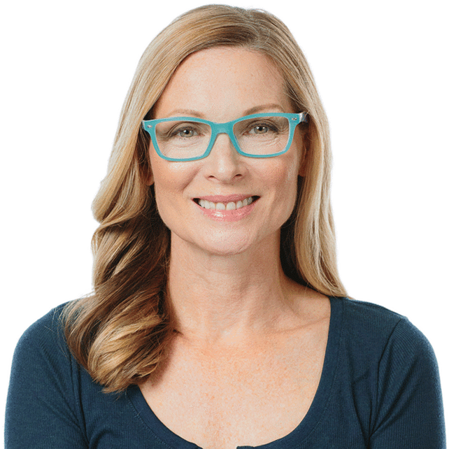 Professional Woman Teal Glasses PNG