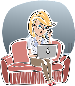 Professional Woman Using Laptop PNG